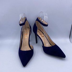 FSJ Black Pointy Toe Mid Heel Sandals